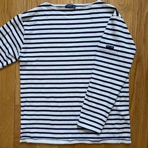 Vintage Saint James striped long-sleeve t-shirt, navy and white (S-M)